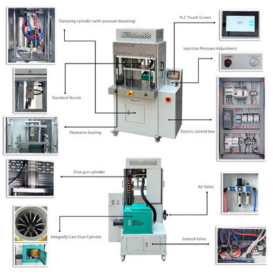 Máquina de moldeo por inyección de pegamento adhesivo de fusión en caliente vertical a baja presión LPMS para PCB JTT-100DL